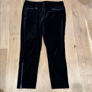 Chicos Black Label Black Velvet Pants with Zipper Details